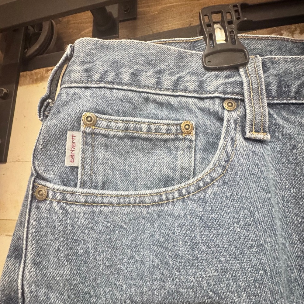 Men's Carhartt Blue Jeans Work Pants 38x30 B480 DPS Traditional‎ Fit VGC - 1 - Picture 5 of 10